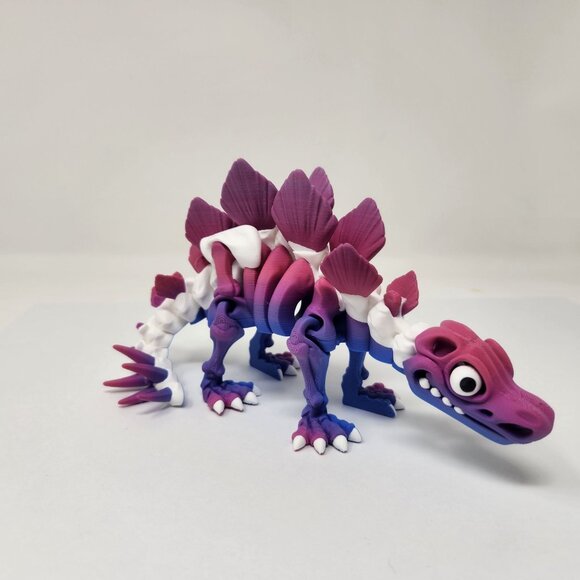 Stegosaurus Dinosaur Skeleton 3D Printed Articulated Flexi Factory Figure (m) - Picture 3 of 7